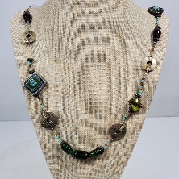 Vintage Murano Glass Cloisonne Beaded Necklace Pullover 28 Inch - Picture 1 of 5